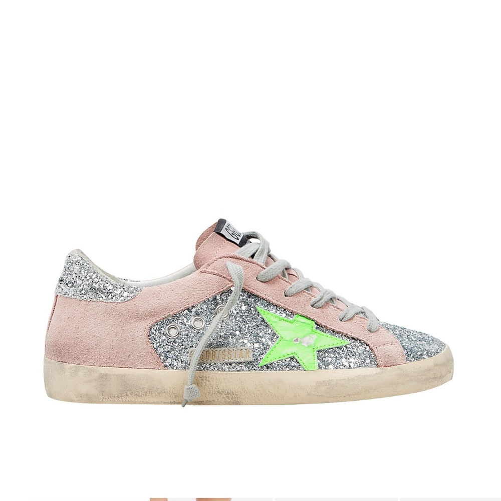 Golden Goose Pink and Silver Glitter Sneakers